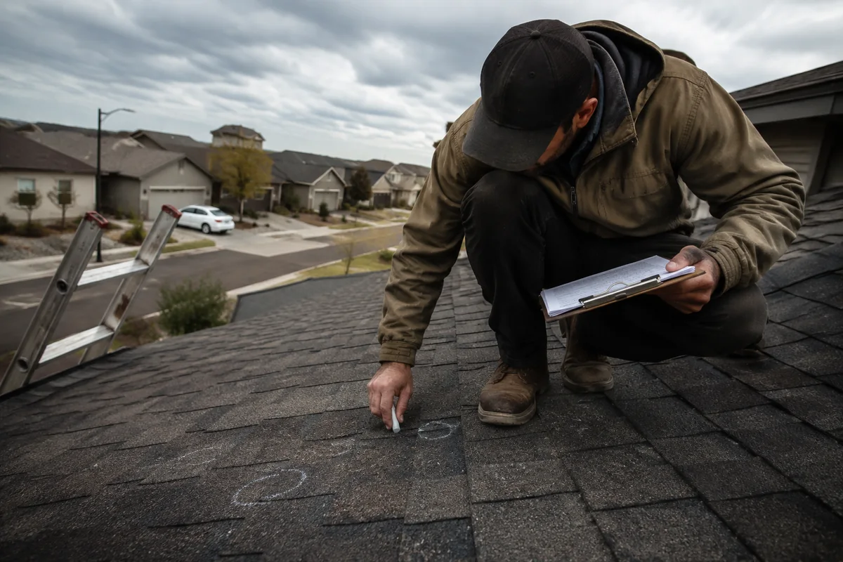 Storm & Hail Damage Shingle Repair underway on a property in Boise, ID