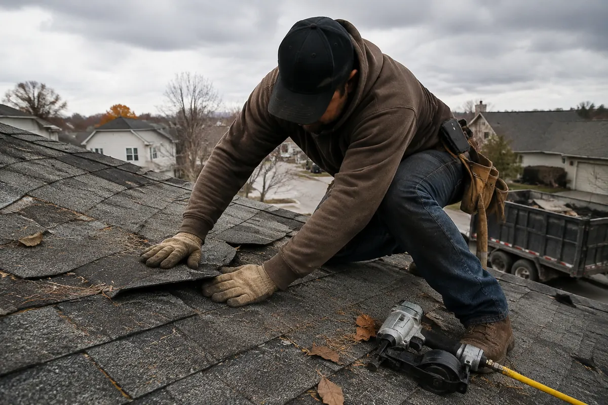 Shingle Roof Wind Damage & Blow-Off Repair underway on a property in Boise, ID